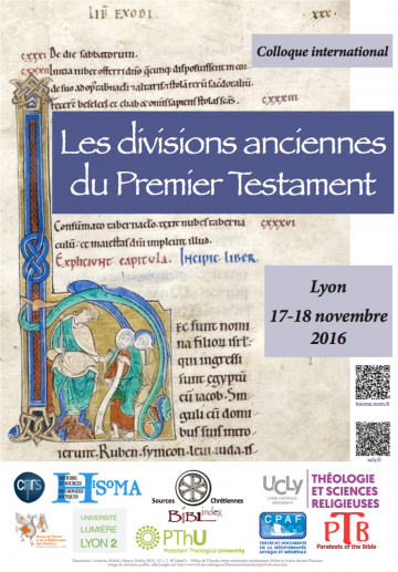 Affiche colloque "Les divisions anciennes du Premier Testament"